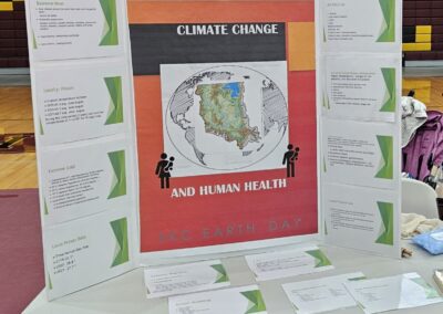 Informational poster with the words "climate change and human health"