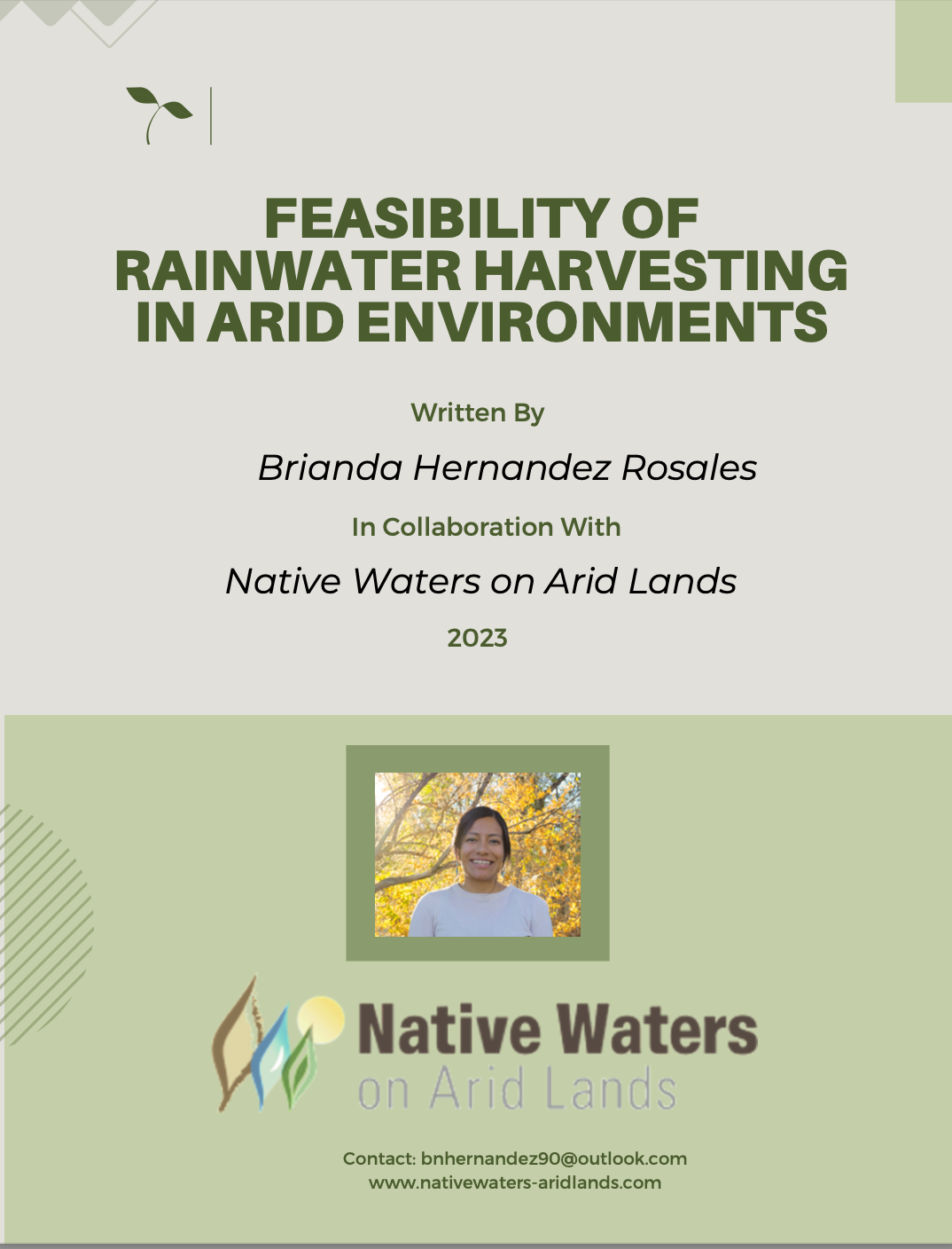cover of rainwater harvesting report