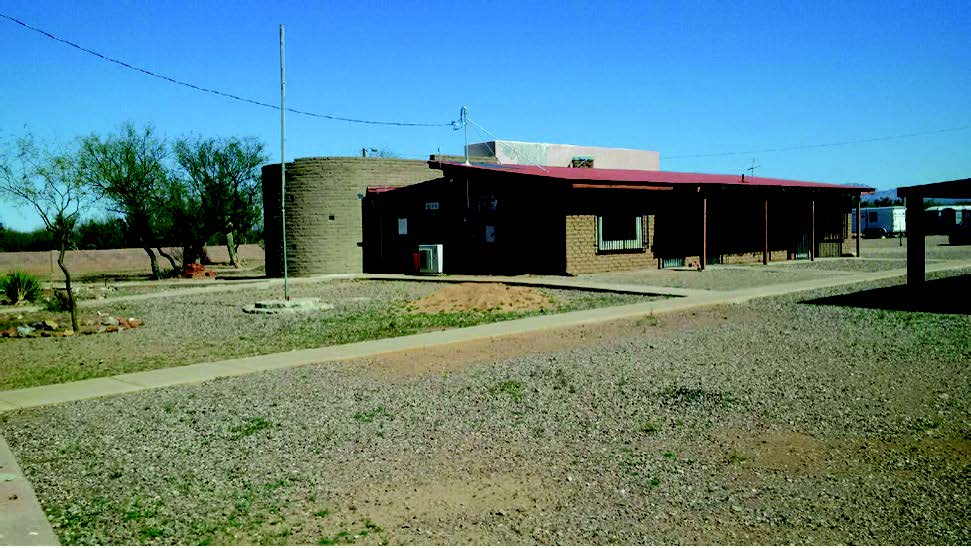 The Baboquivari District Office Complex uses adobe construction and passive solar strategies to reduce heating and cooling energy use.