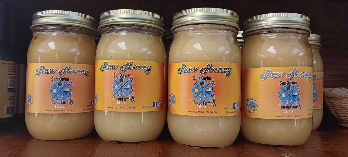 Four jars of honey from the San Xavier Co-Op