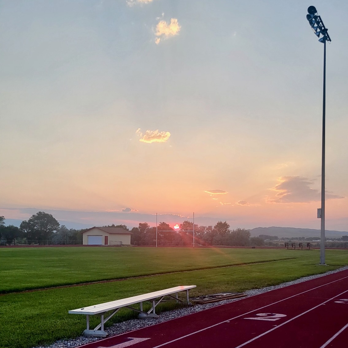 Running track at sunset