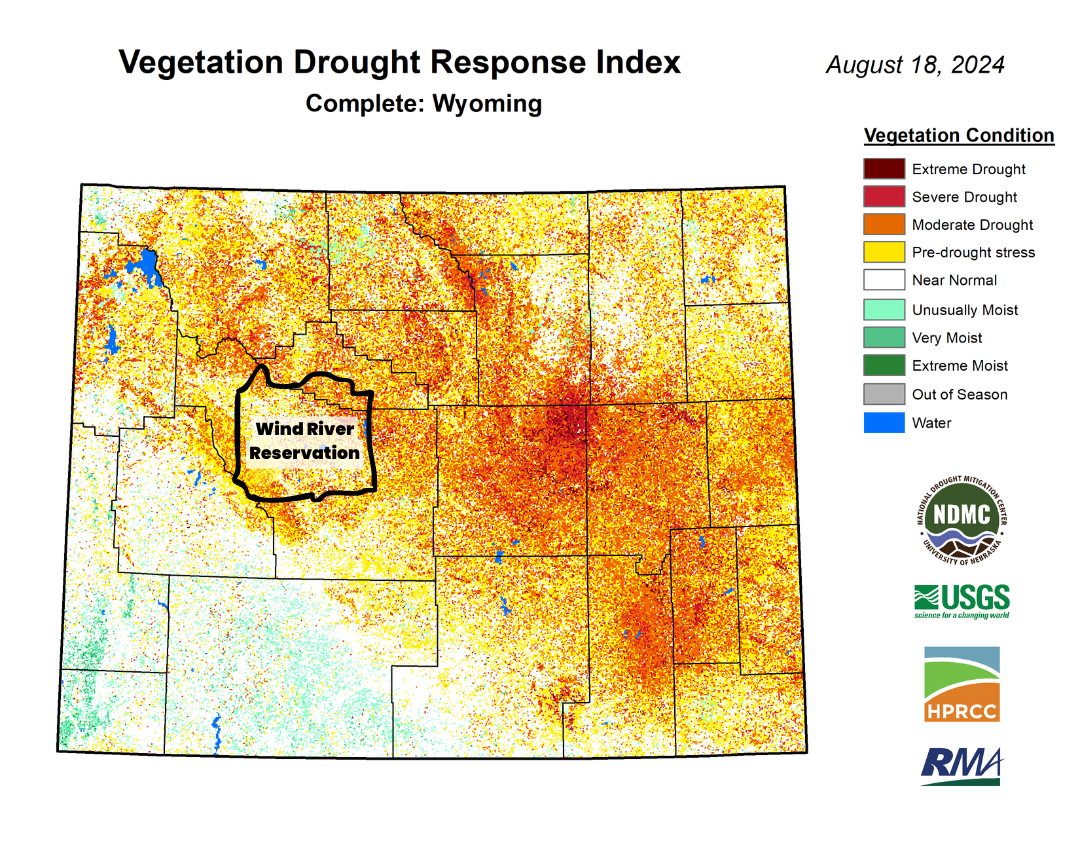 Vegetation drought response index (VegDRI) map of wyoming